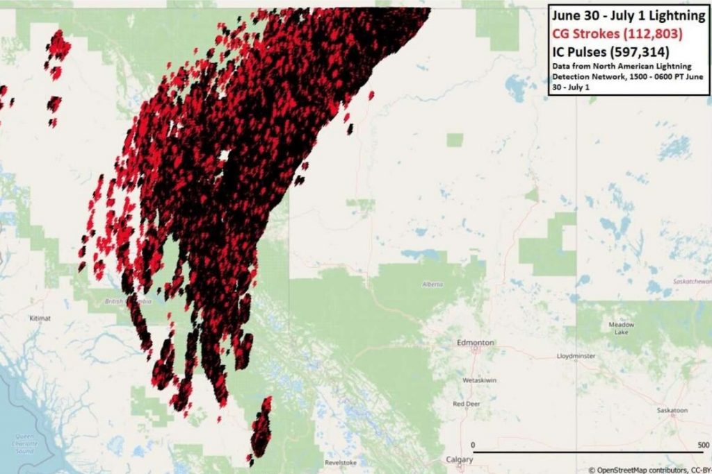 insane lightning activity july 2021 Canada