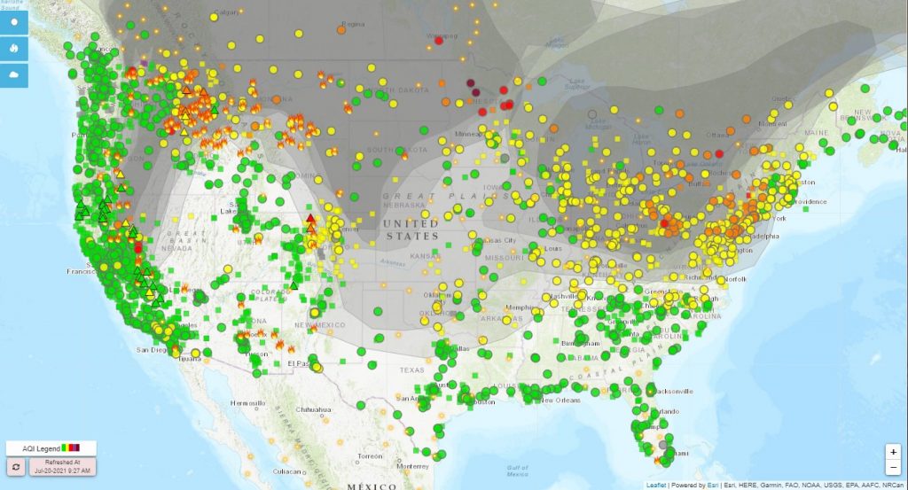 wildfire smoke is covering much of the US right now