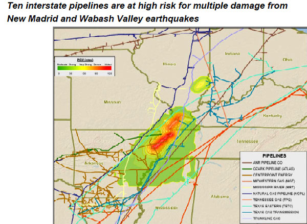 10 major pipelines are crossing the New Madrid Fault Line