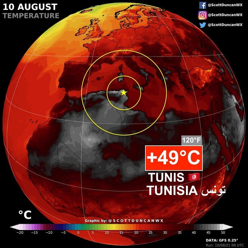Ferocious heat spreading out of North Africa into Southern Europe right now, heatwave europe, heatwave spain, heatwave italy heat wave tunisia
