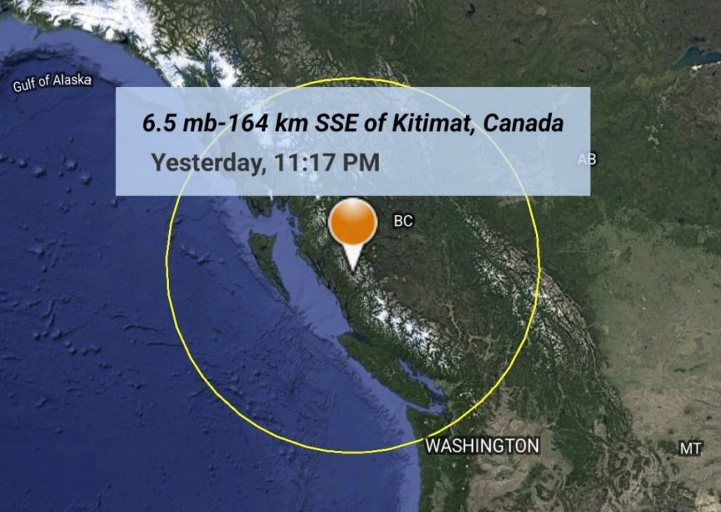 M6.5 earthquake hits Canada