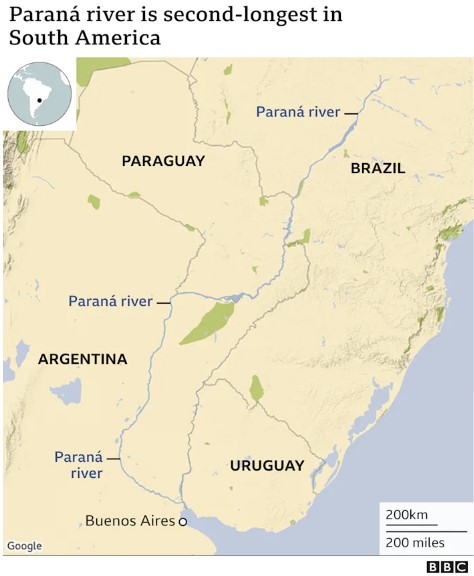 The Parana River is the second longest in South America, parana river is drying out, The second largest river in South America, the Parana River, is drying out