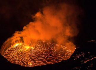 Nyiragongo volcano new lava lake in September 2021