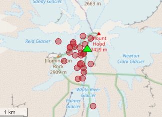 earthquake swarm Mount Hood Oregon October 17-18 2021