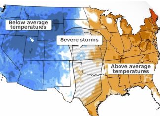 A clash between summer and winter across the central US is causing an autumn extreme weather outbreak