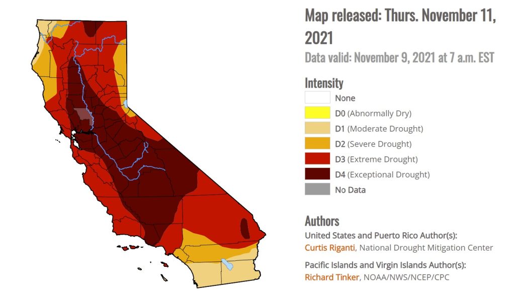 california drought map, california drought map november 2021, california drought emergency november 2021