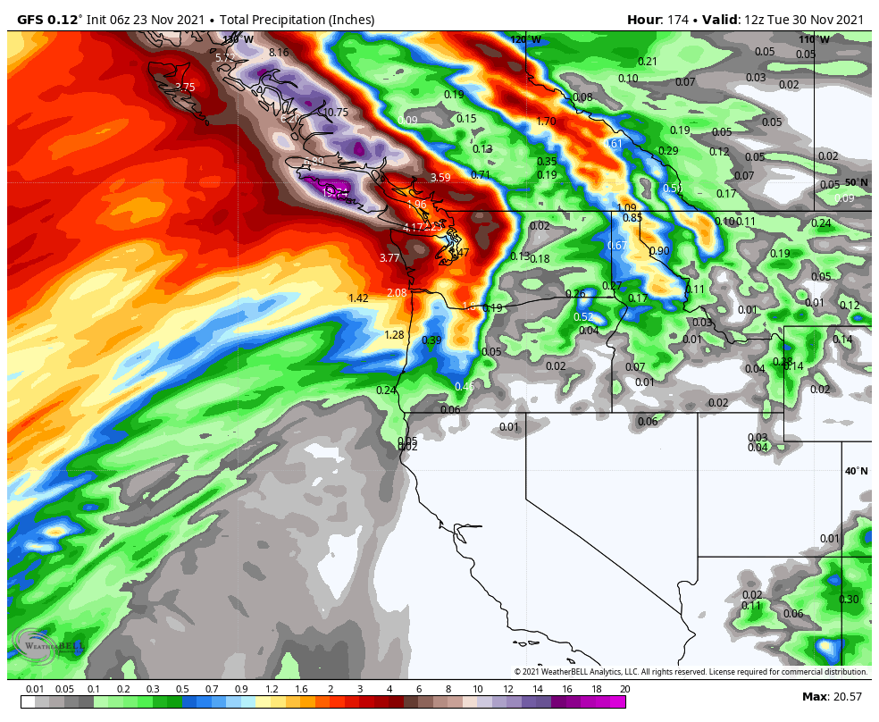 atmospheric river moving ashore in British Columbia and the Pacific Northwest