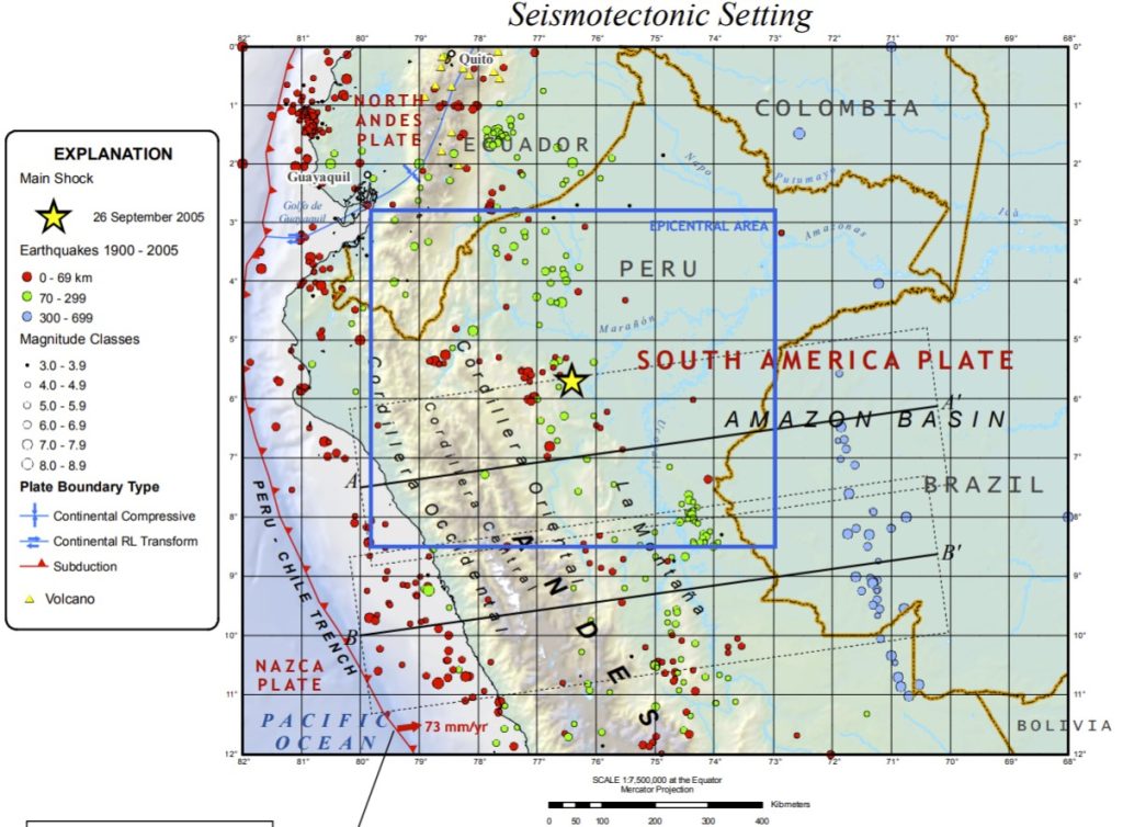 seismo tectonic setting of the M7.5 earthquake in Peru