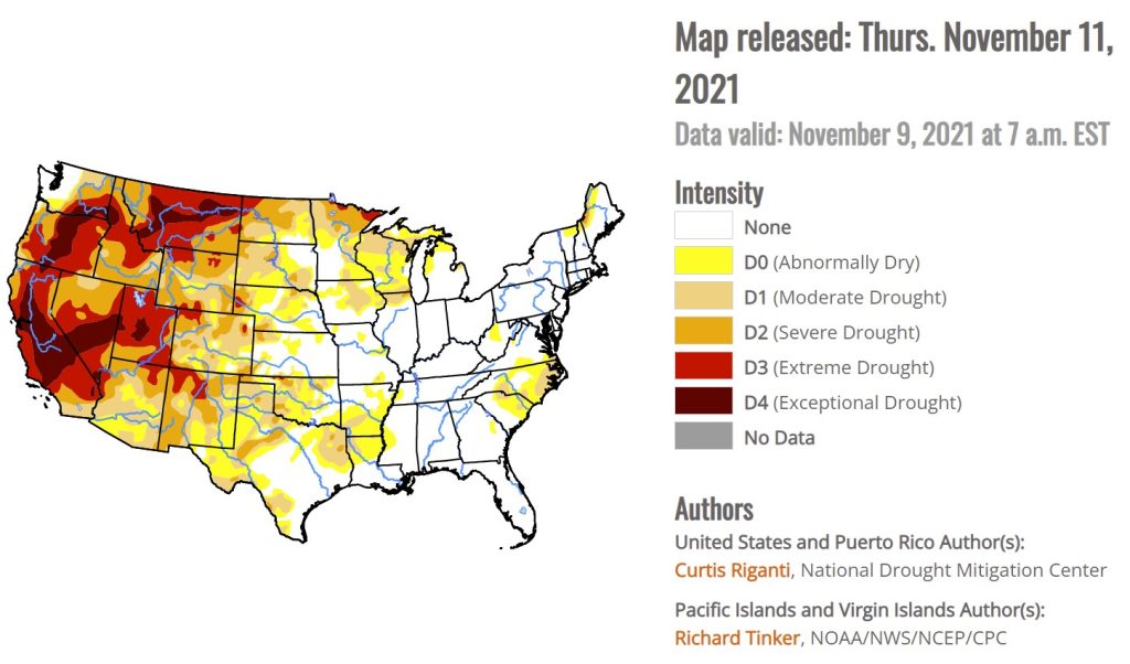 usa drought map november 2021