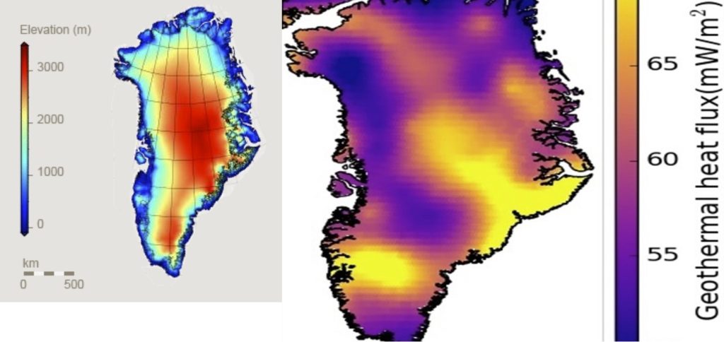 ice melting vs geothermal flux of Greenland ice sheet