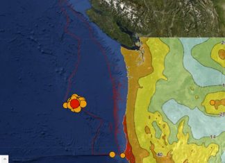 Strong earthquake swarm off Oregon on December 7-8 2021