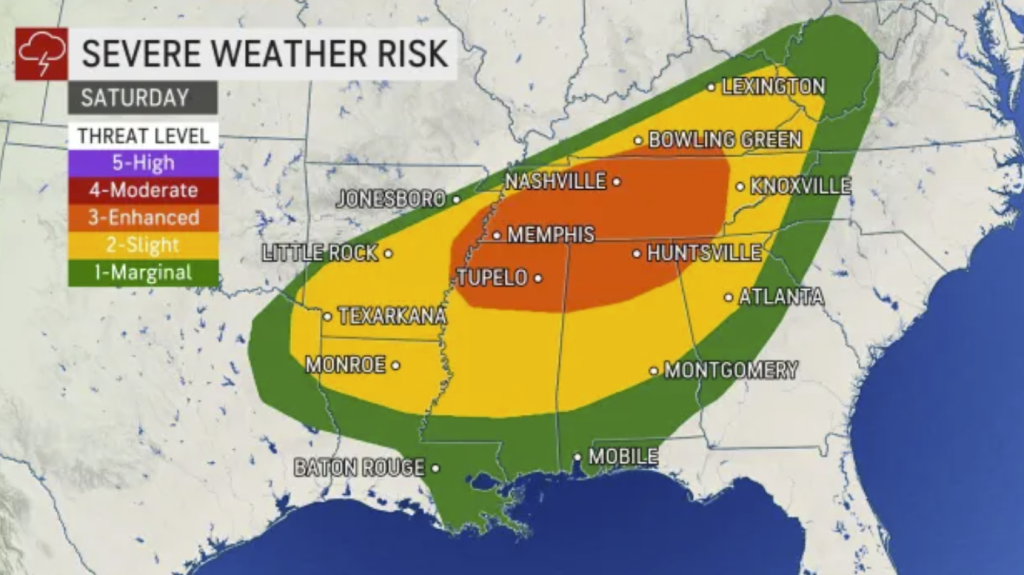 Severe weather usa New year weekend