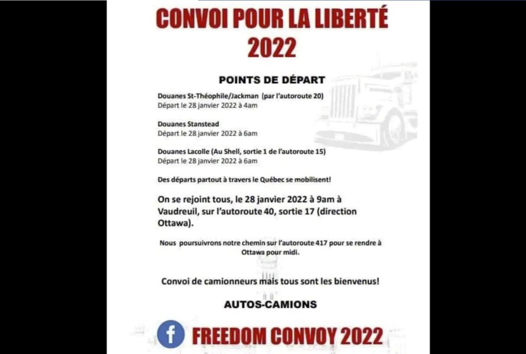 national freedom convoy from truckers across Canada