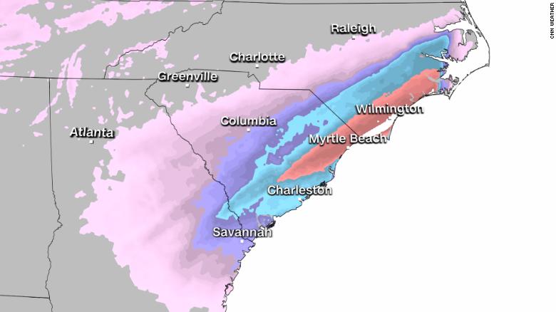 weather ice Carolinas forecast January 20-21
