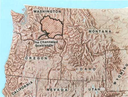 Channeled Scablands map, map of Channeled Scablands