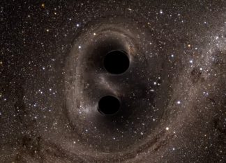 two black holes merging space