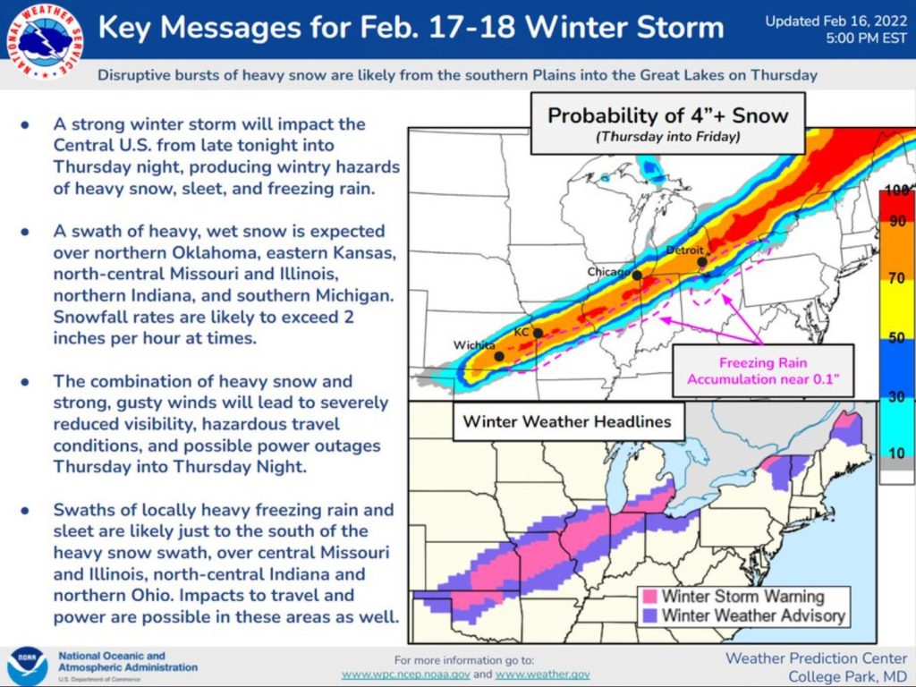 winter storm usa february 17-18 2022, Powerful winter storm across the US on February 17-18 2022