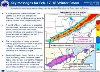 winter storm usa february 17-18 2022, Powerful winter storm across the US on February 17-18 2022