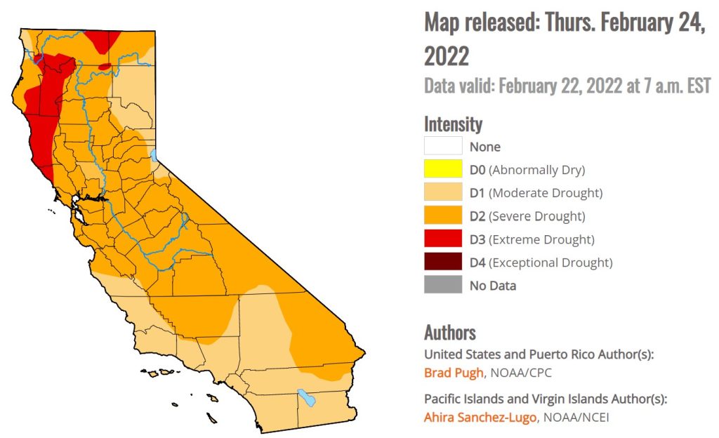 drought monitor california march 2022