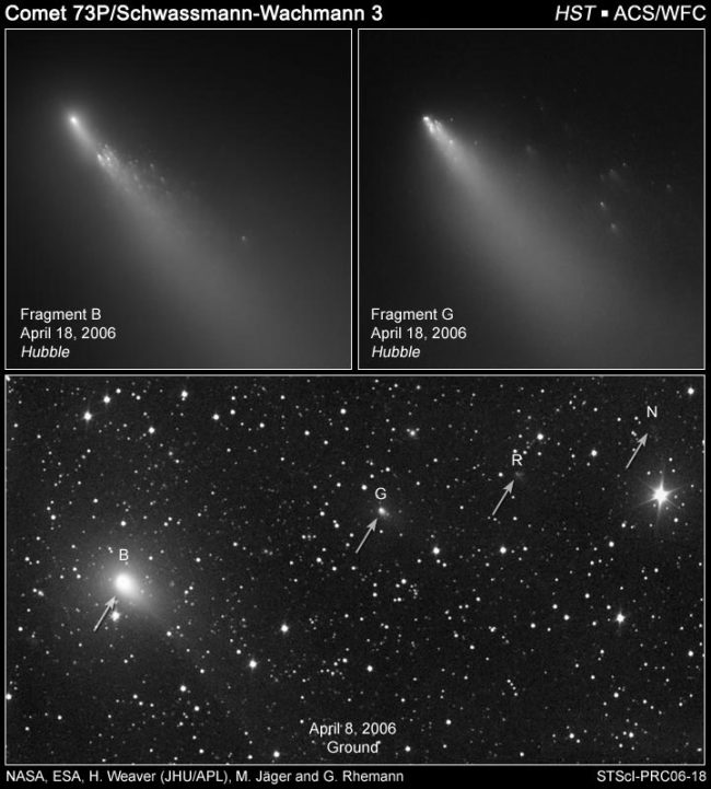 The meteor shower is the Tau Herculids. Its parent comet is 73P-Schwassmann-Wachmann 3, aka SW3
