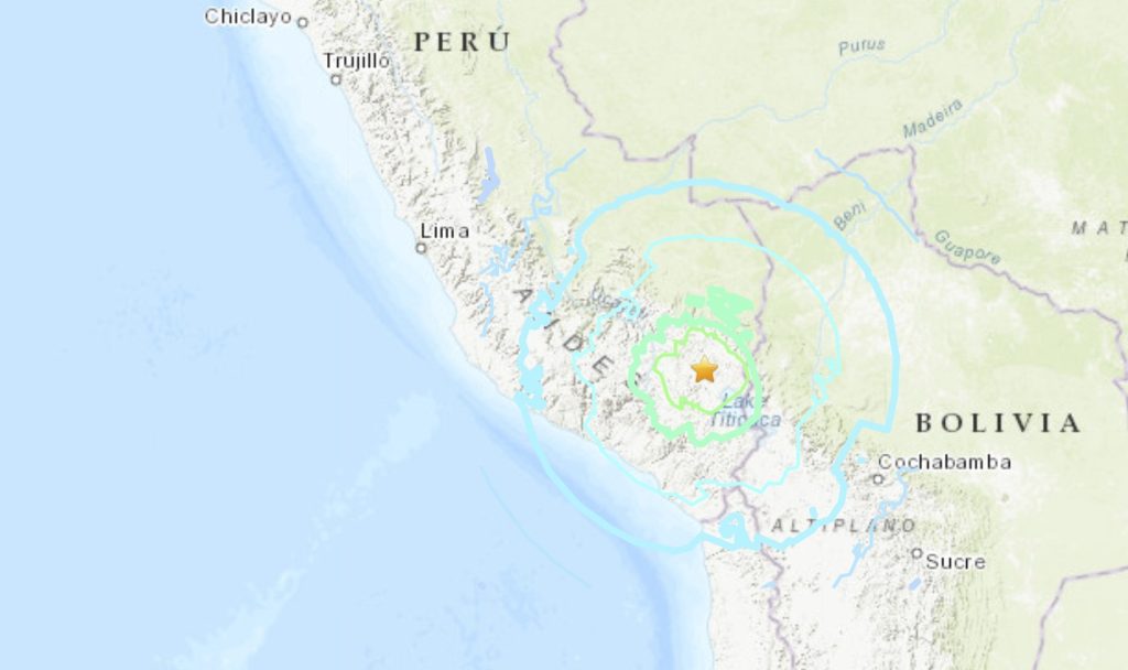 Map of earthquake in Peru on May 26 2022