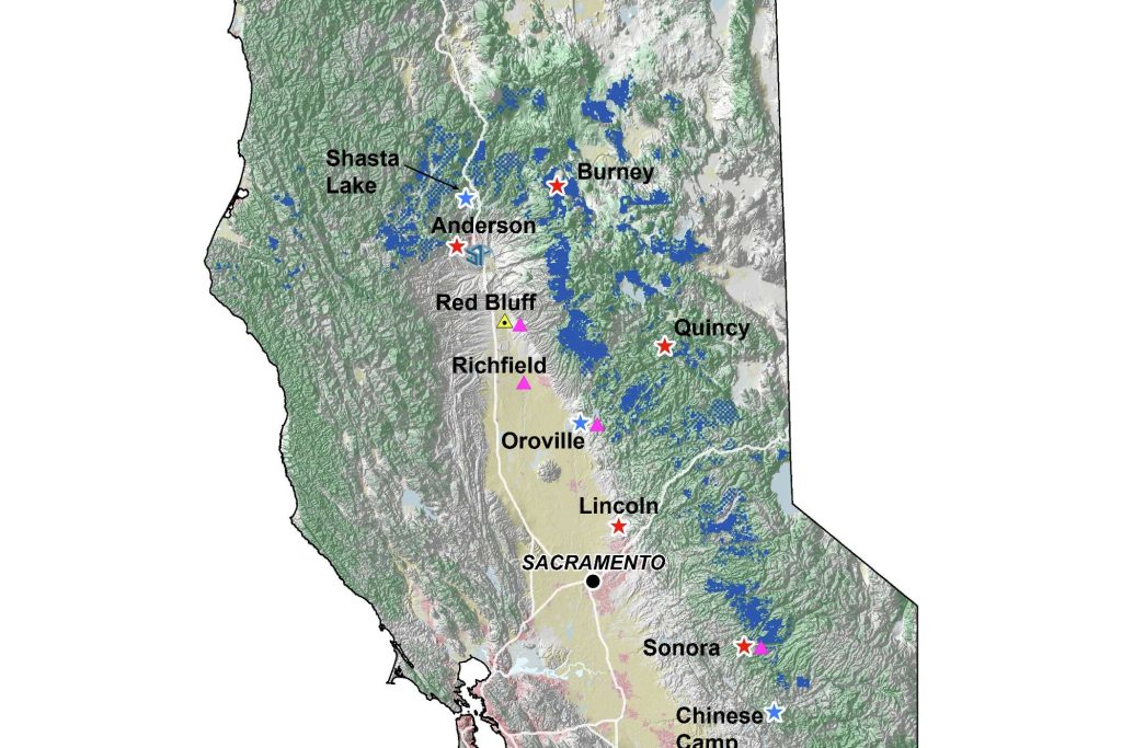 A map of Sierra Pacific Industries land in California