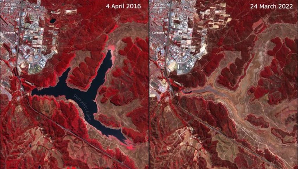 After more than a decade of drought, Chile’s Peñuelas Lake has nearly vanished