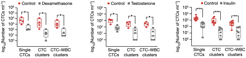 The authors identify glucocorticoid, androgen, and insulin receptors as playing roles in the regulation of CTC activity.
