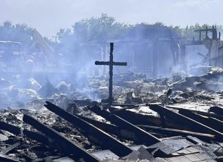 Cross left standing in Wise County church after fire destroys building in Texas