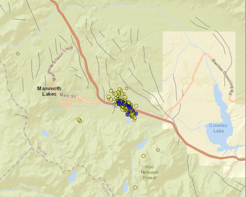 Earthquake swarm Long Valley Caldera June 20-22 2022