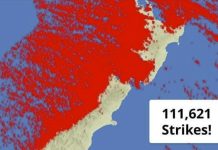 New Zealand lightning strikes June 2022 record