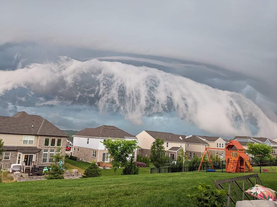 Apocalyptic scud clouds engulf the sky over Hamilton, Ohio. Picture by Colleen Heister via Facebook