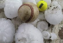 giant hail damages cars and homes in Beatrice, Nebraska