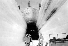Camp Century tunnels started as trenches cut into the ice of Greenland. Picture U.S. Army Corps of Engineers