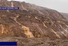 Death Valley waterfalls after Hurricane Kay in September 2022
