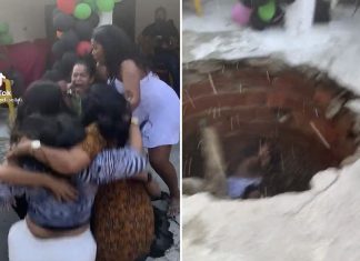 video - Massive sinkhole swallows women partying in Brazil