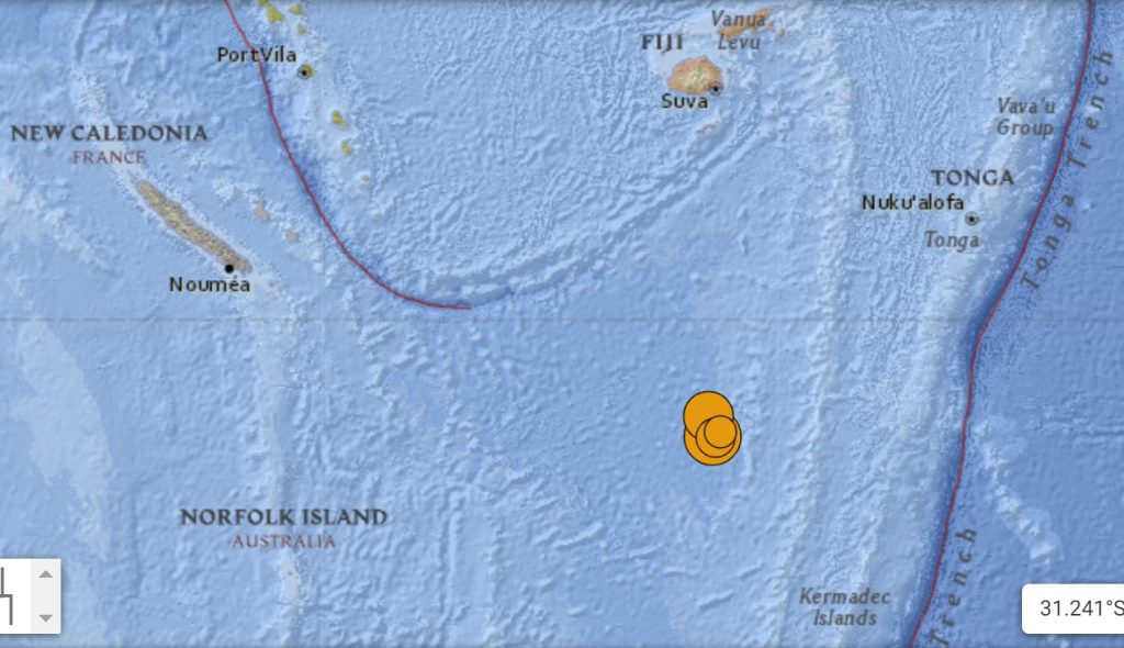 9 ноября 2022 года в южной части Тихого океана произошло 3 сильных землетрясения.