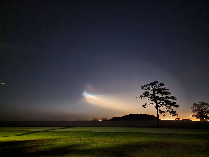 Bight cloud with light refraction after the passage of the Antares rocket on November 7, 2022