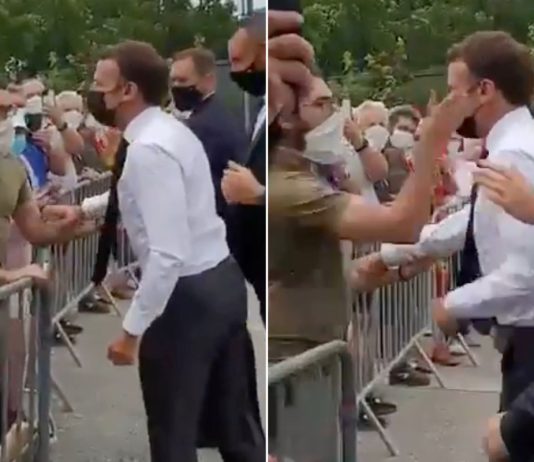 Macron slapped in public