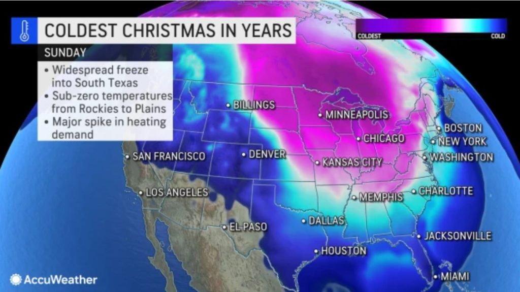 Рождество 2022 года будет самым холодным за последние годы