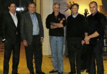 At Jeffrey Epstein’s Manhattan mansion in 2011, from left: James E. Staley, at the time a senior JPMorgan executive; former Treasury Secretary Lawrence Summers; Mr. Epstein; Bill Gates, Microsoft’s co-founder; and Boris Nikolic, who was the Bill and Melinda Gates Foundation’s science adviser.