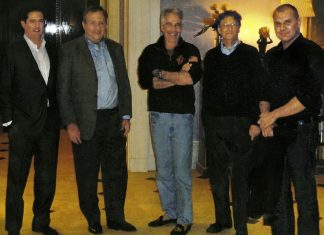 At Jeffrey Epstein’s Manhattan mansion in 2011, from left: James E. Staley, at the time a senior JPMorgan executive; former Treasury Secretary Lawrence Summers; Mr. Epstein; Bill Gates, Microsoft’s co-founder; and Boris Nikolic, who was the Bill and Melinda Gates Foundation’s science adviser.