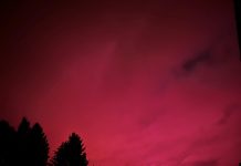 mysterious red sky Bavaria Germany