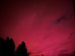 mysterious red sky Bavaria Germany