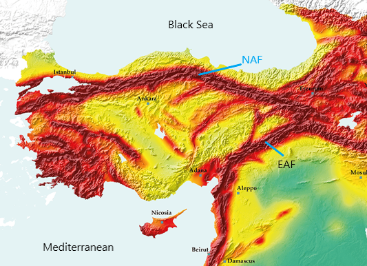 earthquake hazard map of Turkey