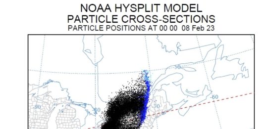 NOAA's Air Resources Lab modeled the distribution of particles from the East Palestine train derailment