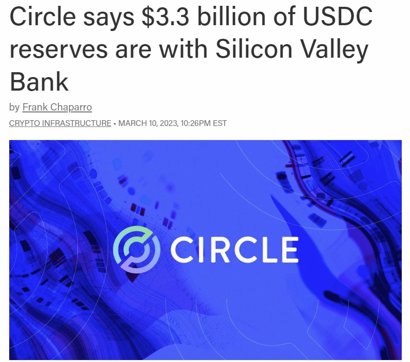 Circle says $3.3 billion of USDC reserves are with Silicon Valley Bank