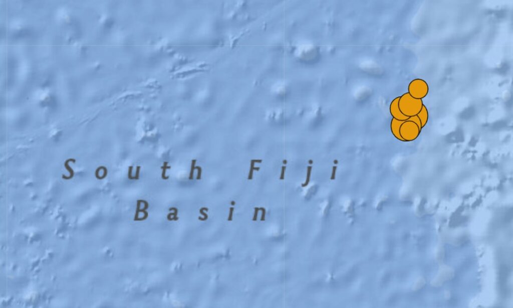 earthquake swarm South Fiji Basin