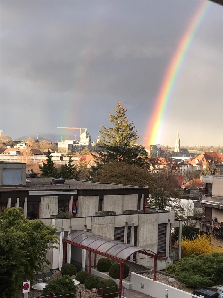 Triple rainbow in Bern on April 2, 2023