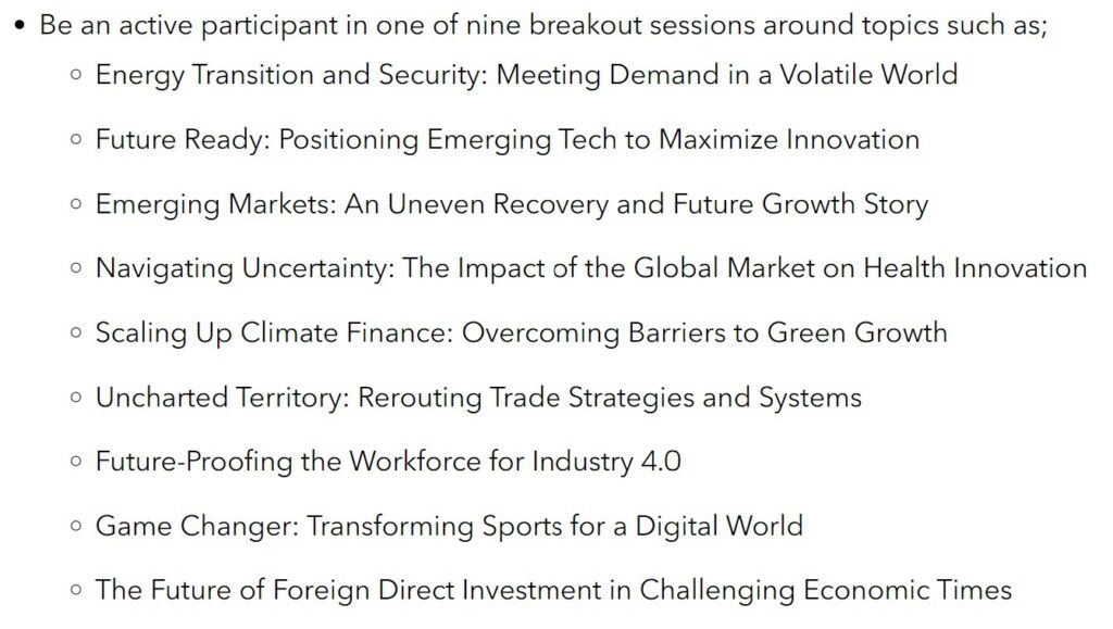 Breakout sessions Qatar Economic Forum 2023